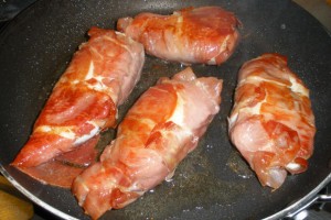 Chicken Wrapped in Parma Ham with a White Wine Sauce