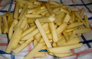 Twice cooked homemade chips raw